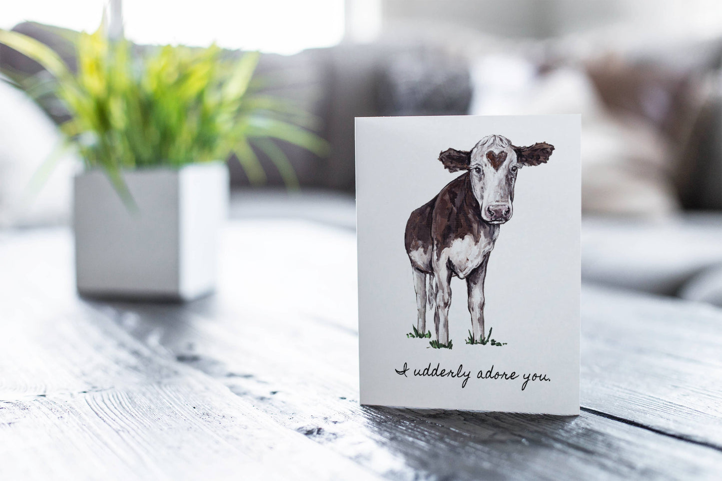 I Udderly Adore You, Heart Cow Love Card