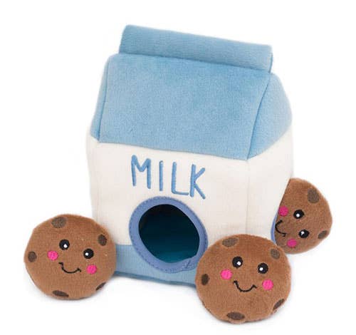 Milk and Cookies Dog Toy: Blue