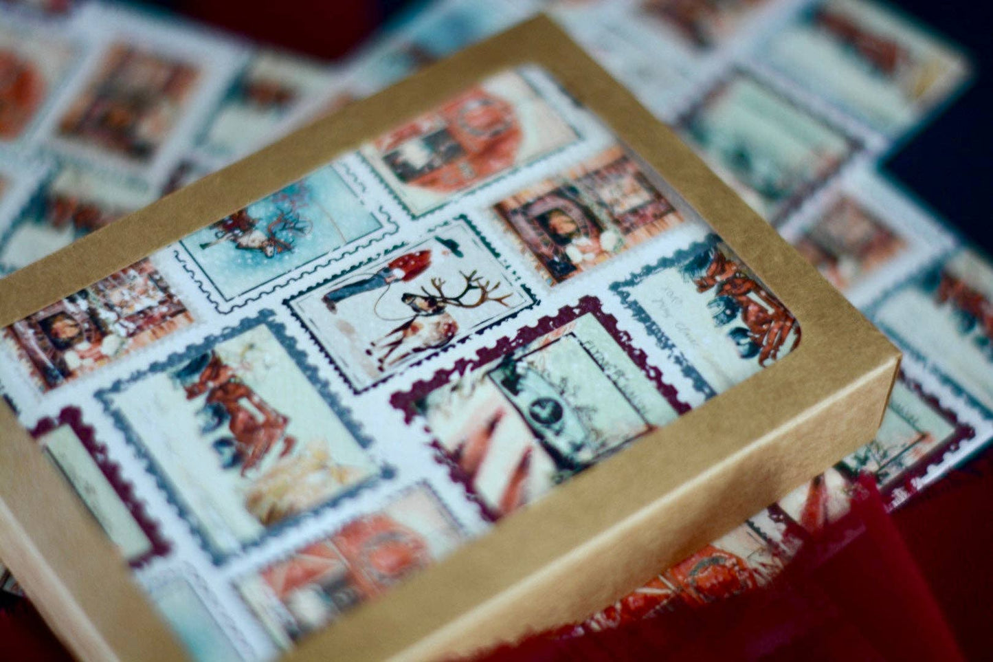Western Holiday Vintage Stamps Card Set