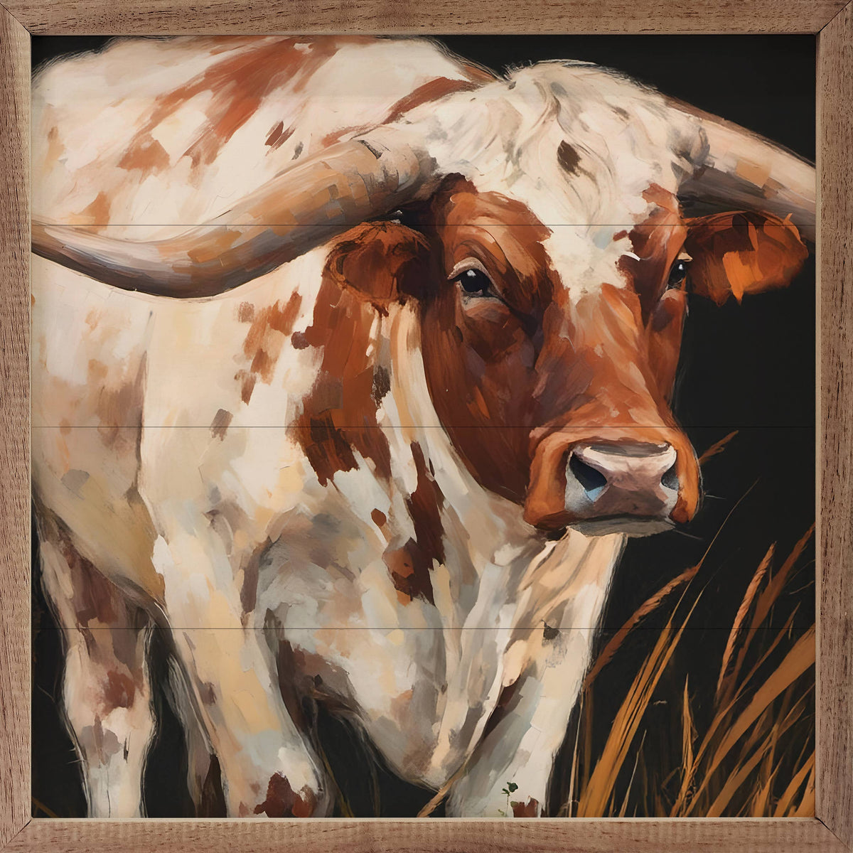 Brown And White Longhorn Wall Hanging/Decor: 12x12