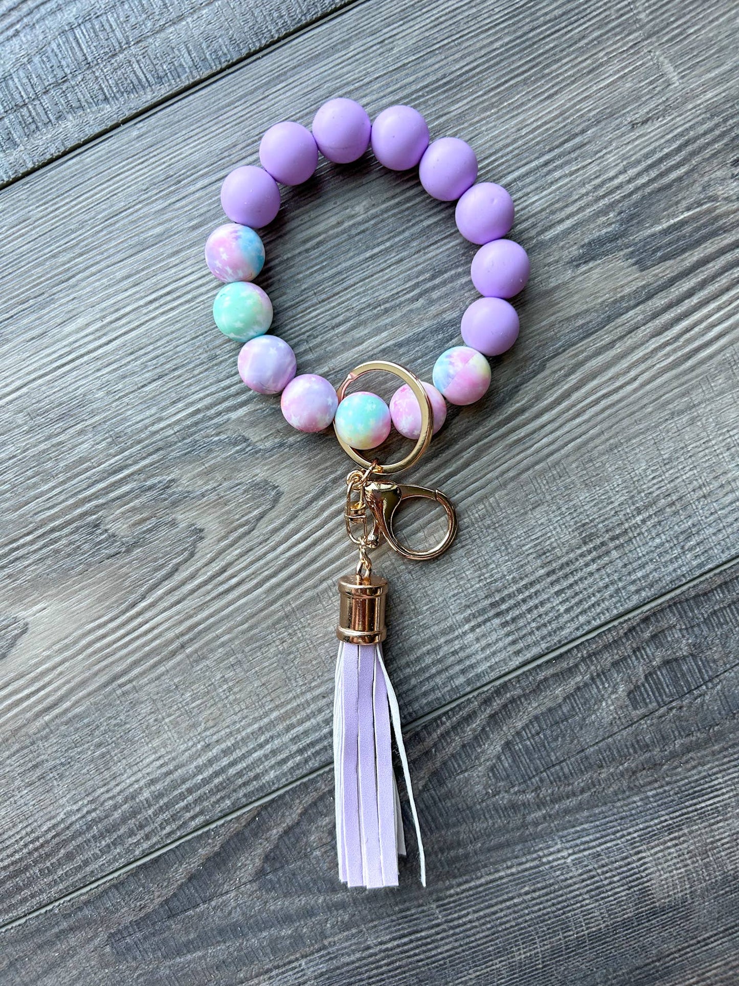 Dreamy Purple Fringe Wristlet Keychain