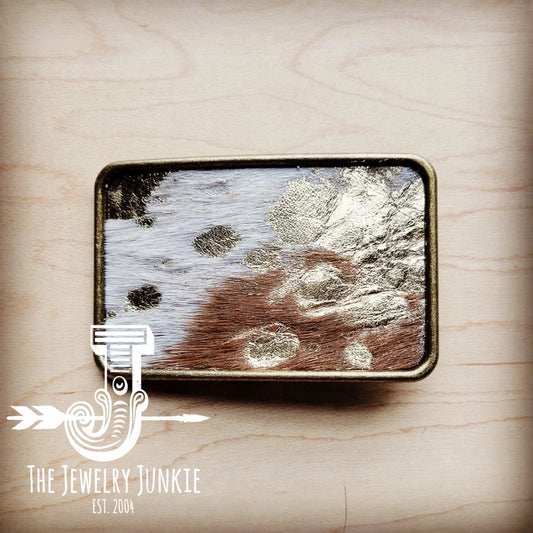 Rectangle Mixed Metallic Cowhide Buckle