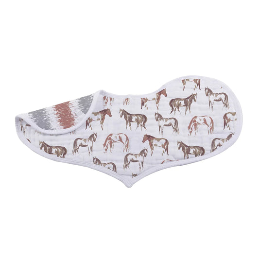 Horses & Roses Burp Cloth Heart Bib 2 PACK
