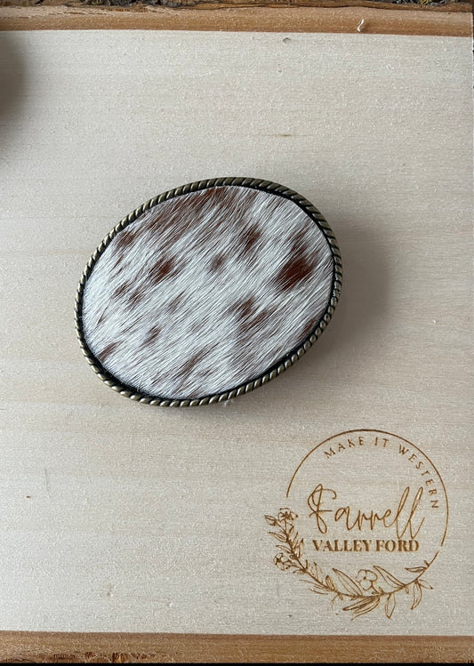Rope Edge Spotted Hair on Hide Buckle