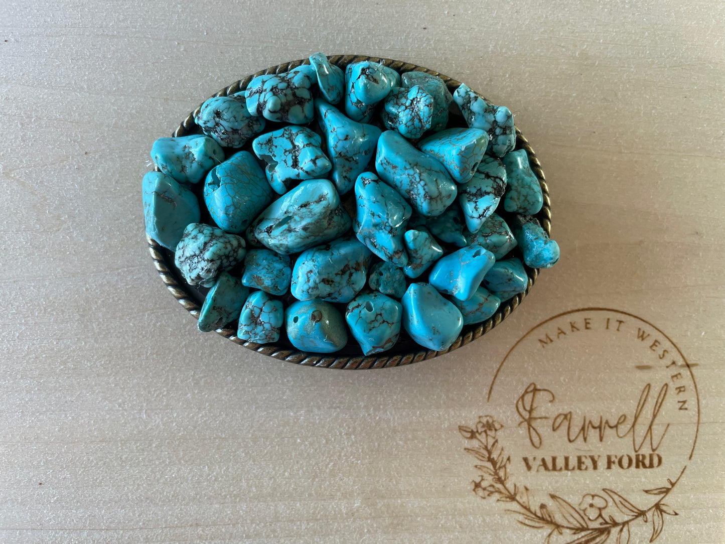 Rope Edge Turquoise Nugget Buckle