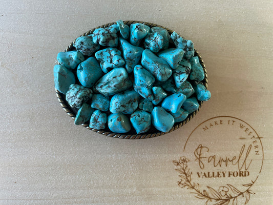 Rope Edge Turquoise Nugget Buckle
