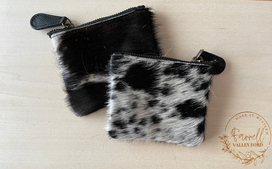 Black & White Cowhide Coin Pouch