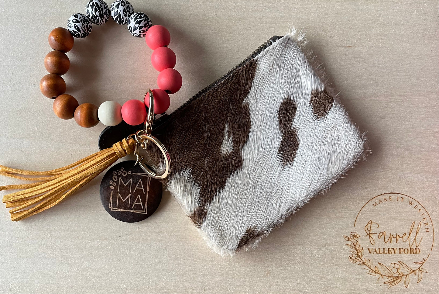 Black & White Cowhide Coin Pouch